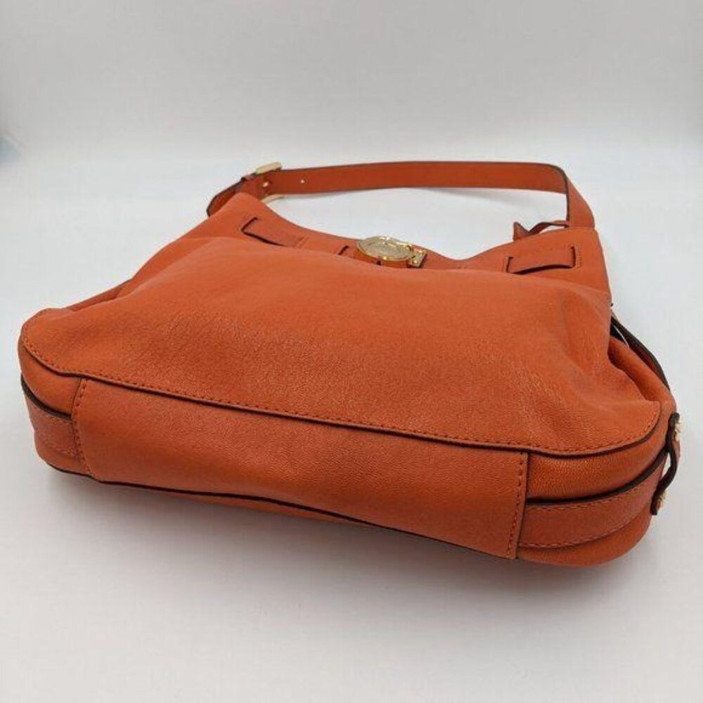 Michael Kors women's Hamilton orange leather signature liner‎ shoulder bag - Picture 6 of 13